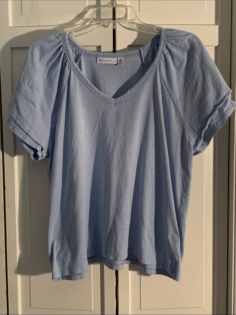 Rafaella Pale Blue V-Neck Short Sleeve Tee